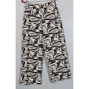 SO Goods For Life Jeans 9/29W Swirl Print Wide Leg‎ Cotton Blend Black and White